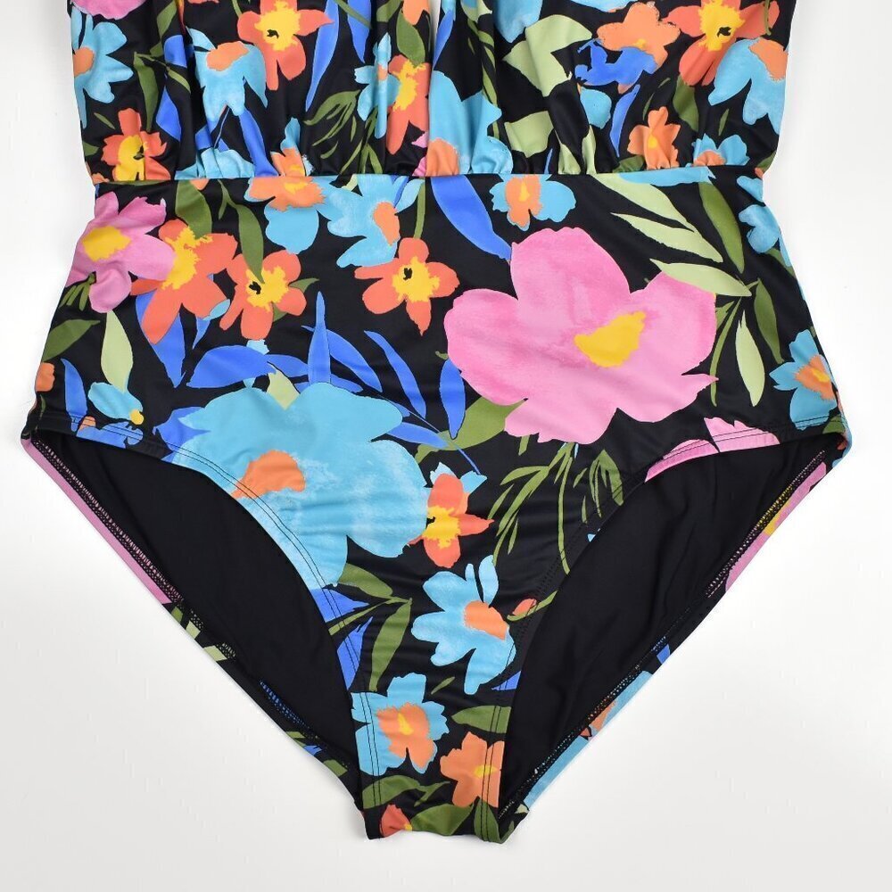 Swim RX Floral Plunge Twist Back One Piece Swimsuit - XL - Picture 2 of 7